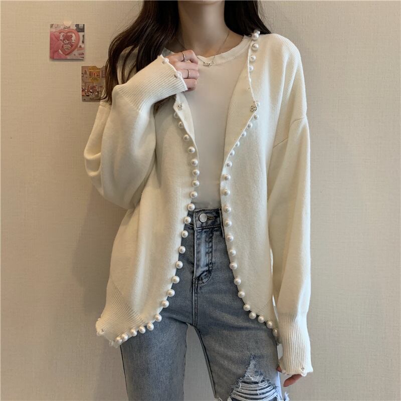 【outer】パールニットカーディガン　N2070