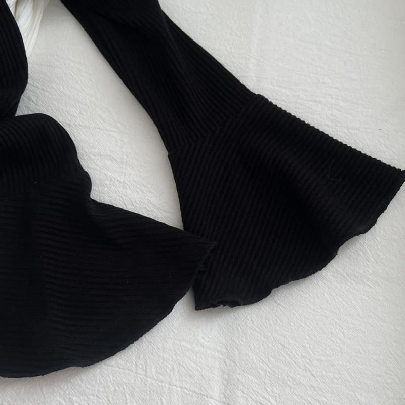 【tops】オフショルダーチュールドッキングニットトップス Q7626