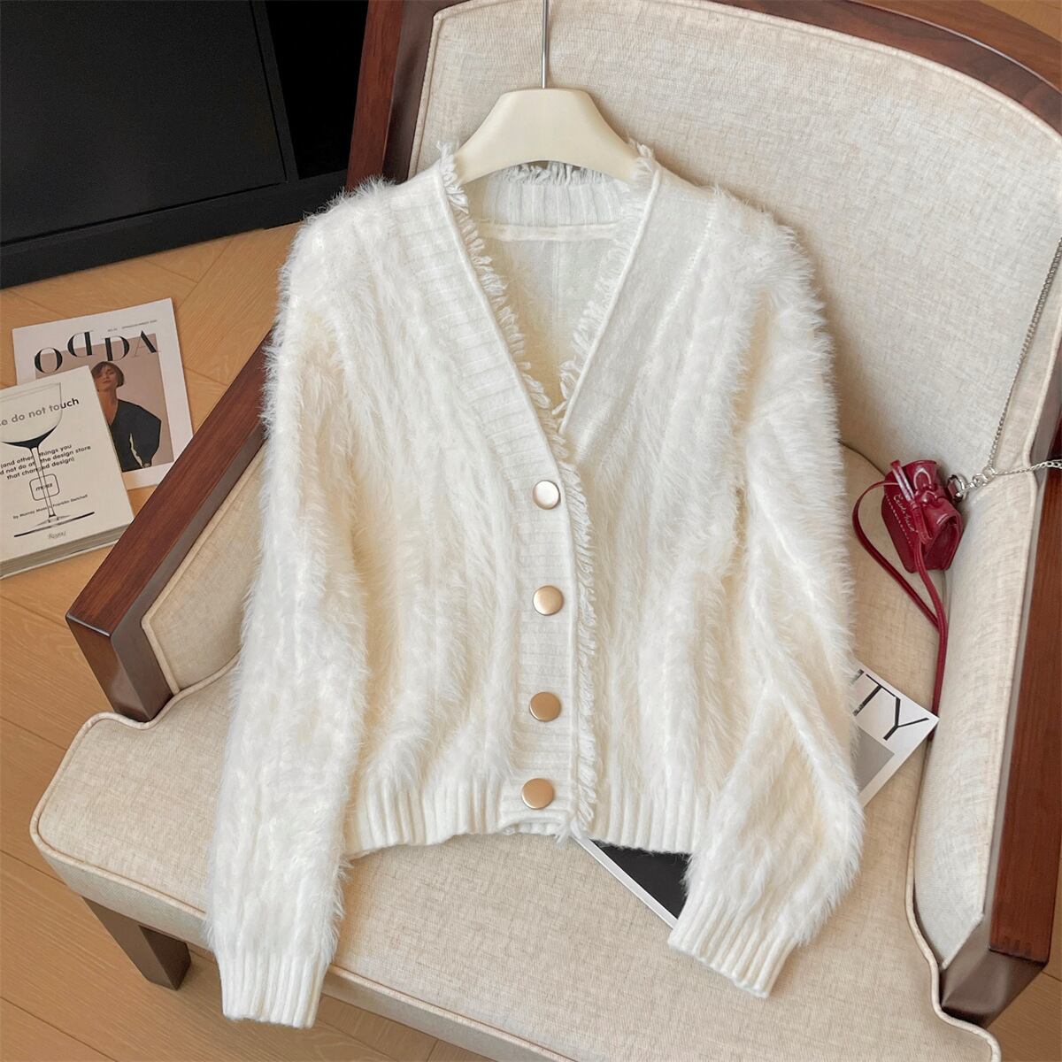 【outer】シャギーニットカーデ　M29176