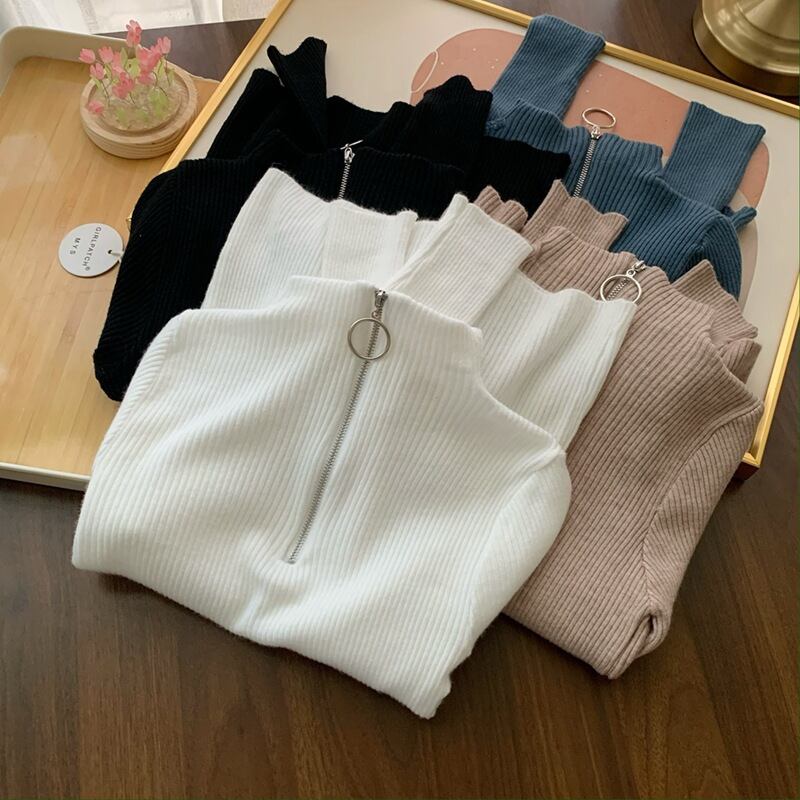 【tops】ファスナーニットトップス　M26487