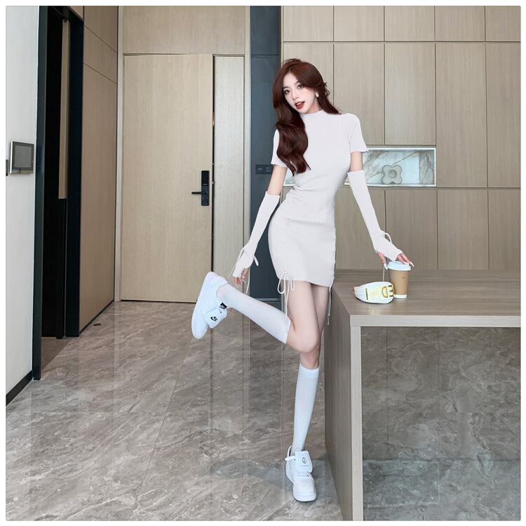 【dress】アームカバー付きニットワンピース　M18702