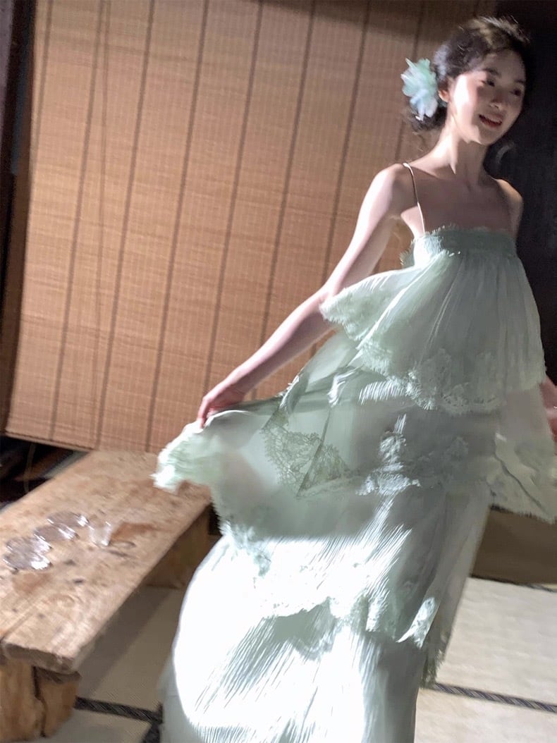 【dress】ティアードロングキャミワンピース Q8358