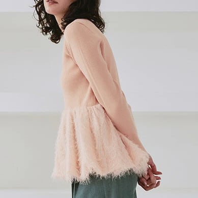 【tops】ペプラムシャギードッキングニットトップス　M28684