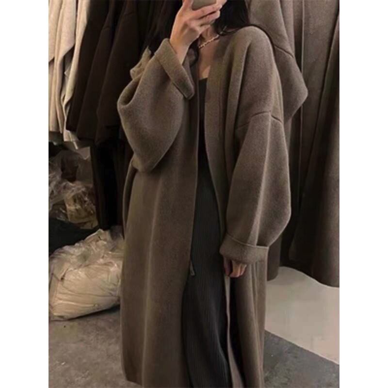 【outer】ロング丈無地ニットカーデ　M18059