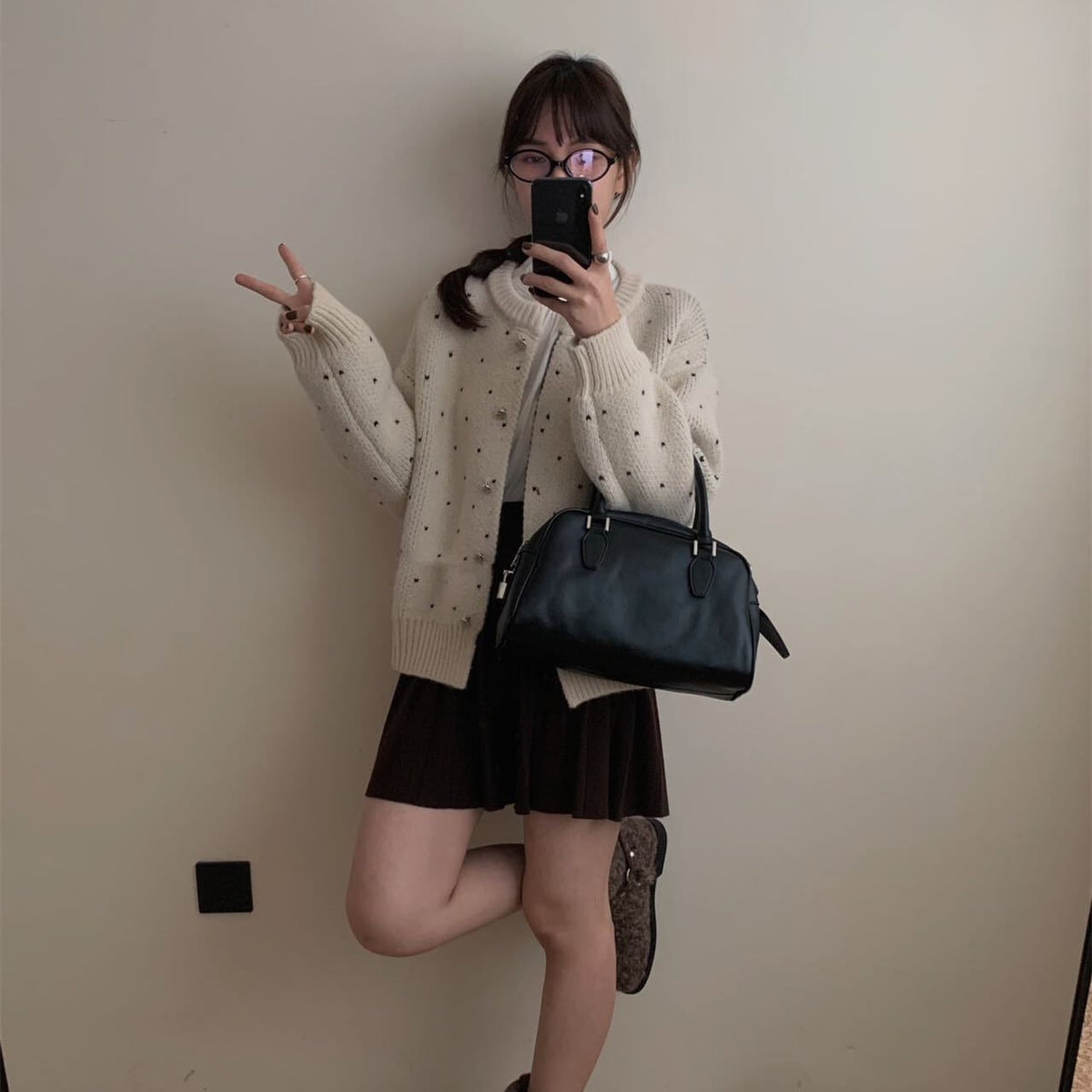 【outer】ハート柄ニットカーデ　M27245