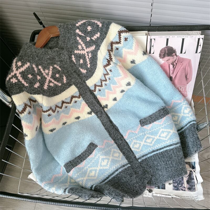 【outer】ジャカードニットカーデ　M27376