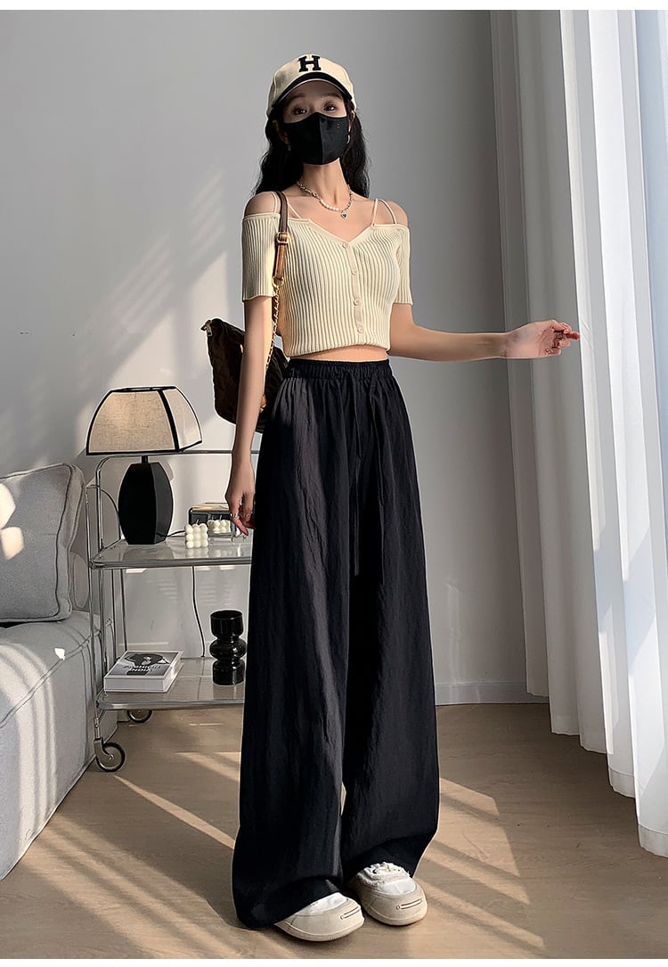 【bottoms】4色ウエストゴムガウチョパンツF7491