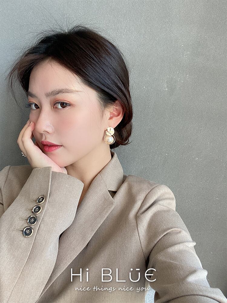 【小物】気質満点 chicシンプルレトロパールサークルピアスアクセサリー