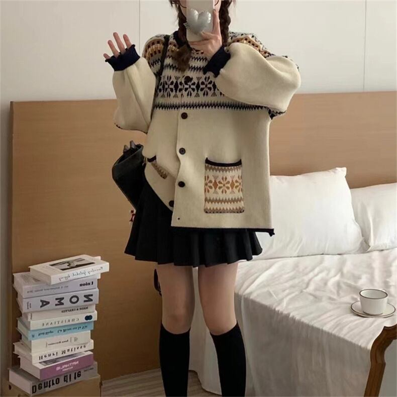 【outer】ジャカードニットカーデ　M27113