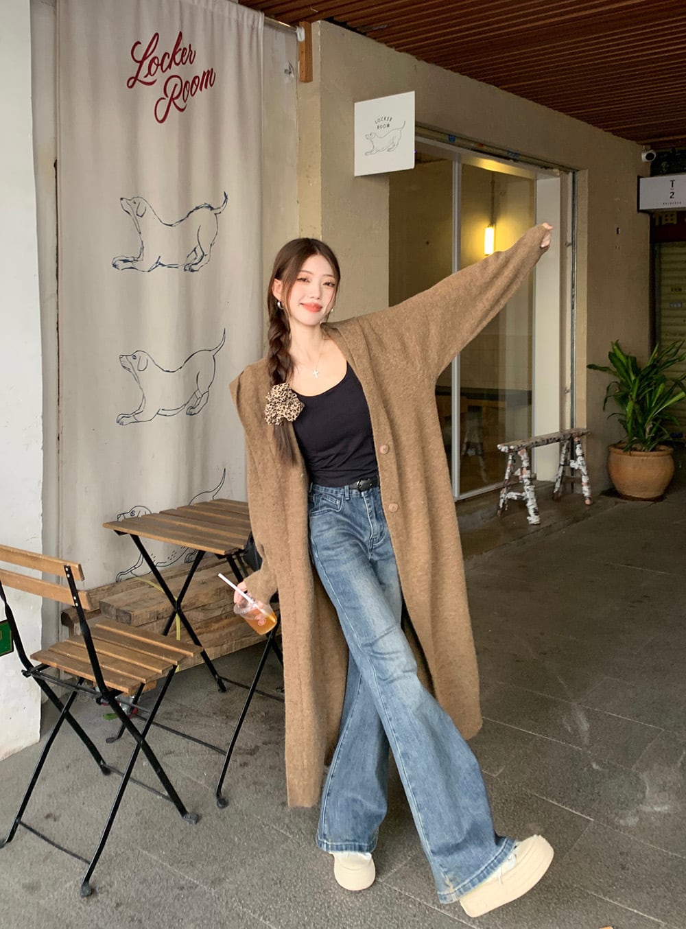 【outer】ロング丈ニットカーデ　M26335