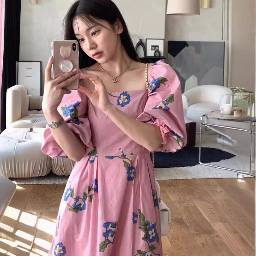 【dress】パフスリーブワンピース　M24735