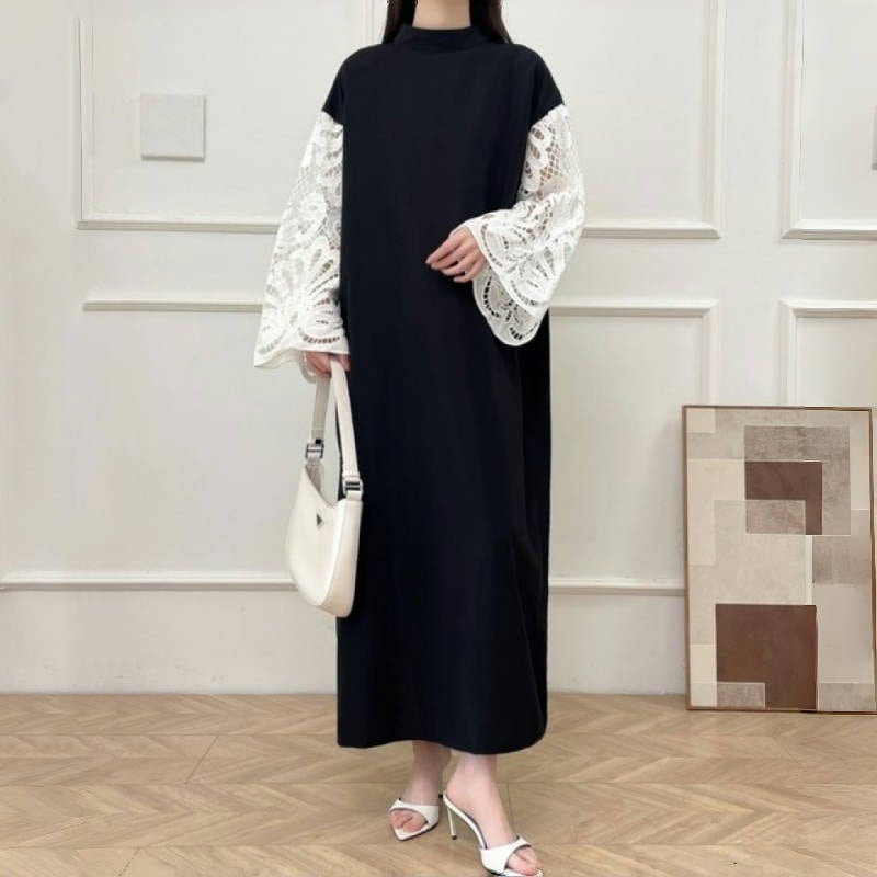 【dress】レース切り替えワンピース　M24076