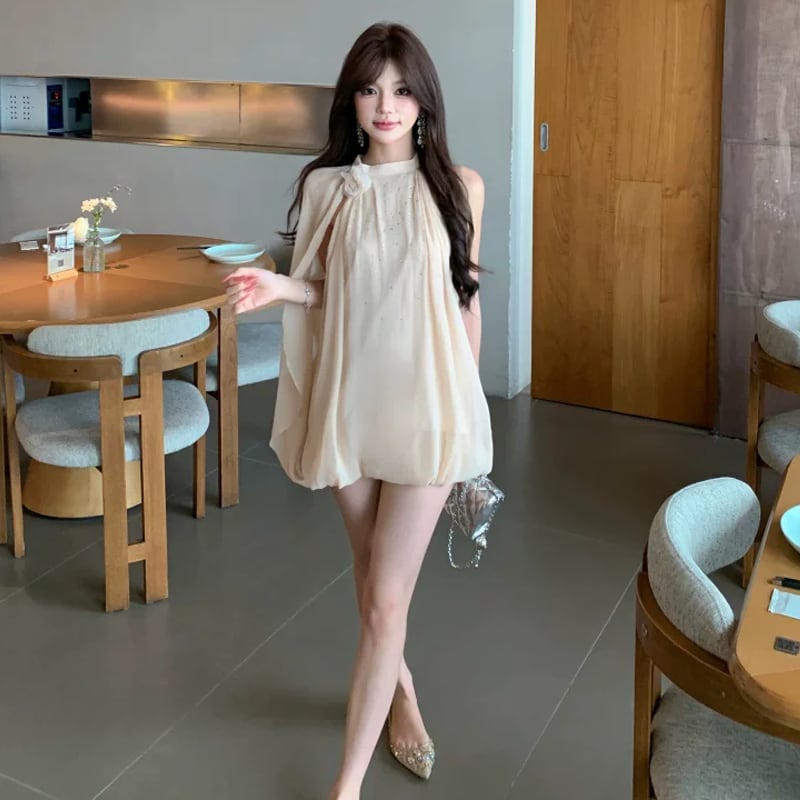 【dress】ビジューケープデザインミニワンピース Q8522