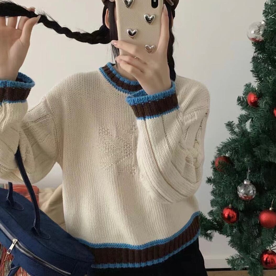 【tops】ジャカードニットセーター　M28825