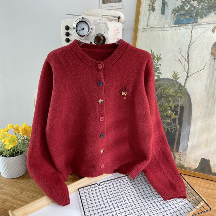 【outer】刺繍ニットカーデ　M28625