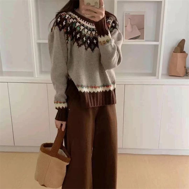 【tops】ジャカードニットセーター　M27138