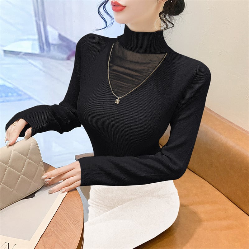 【tops】チュールドッキングニットトップス　M27626
