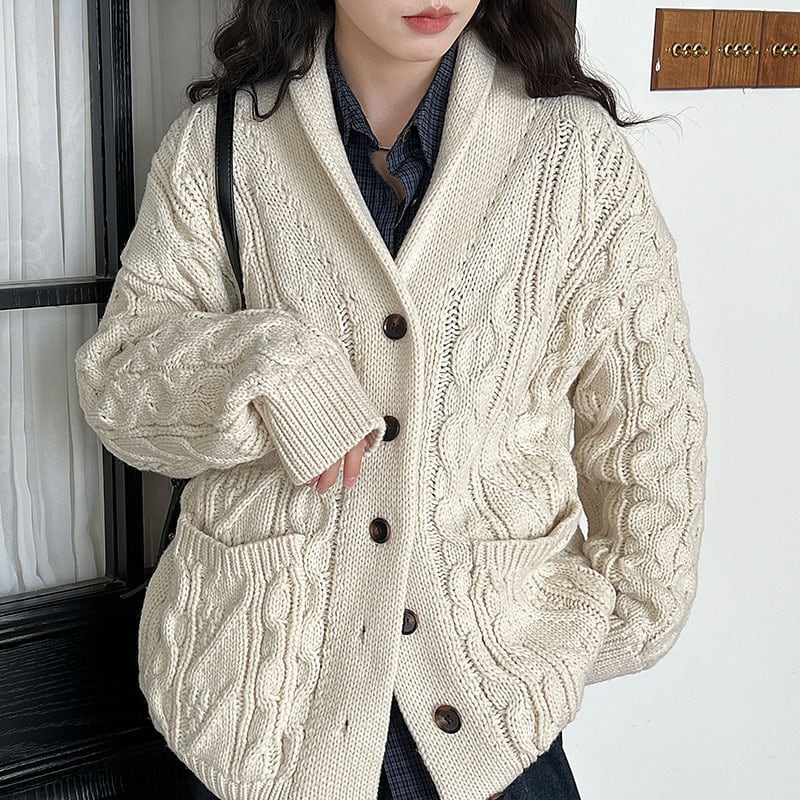 【outer】Vネックニットカーディガン Q7094