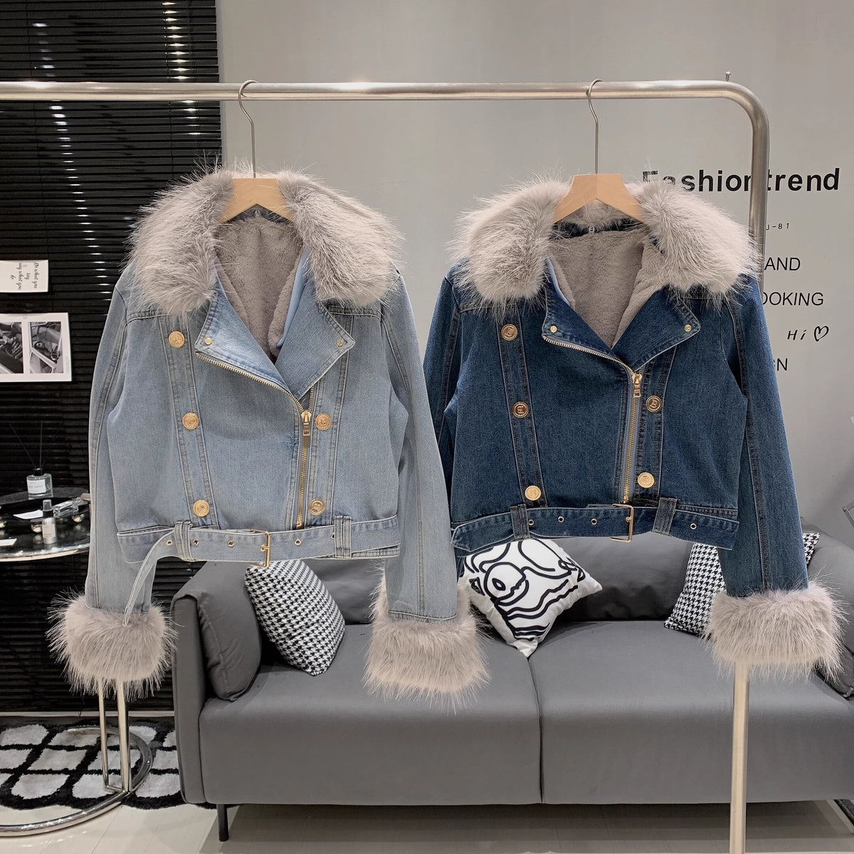 【outer】ファーデニムジャケット　M19108