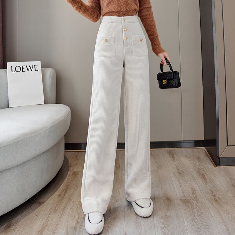 【bottoms】秋冬新作!気質満点レトロ厚手裏起毛着痩せハイウエストガウチョパンツ G4502