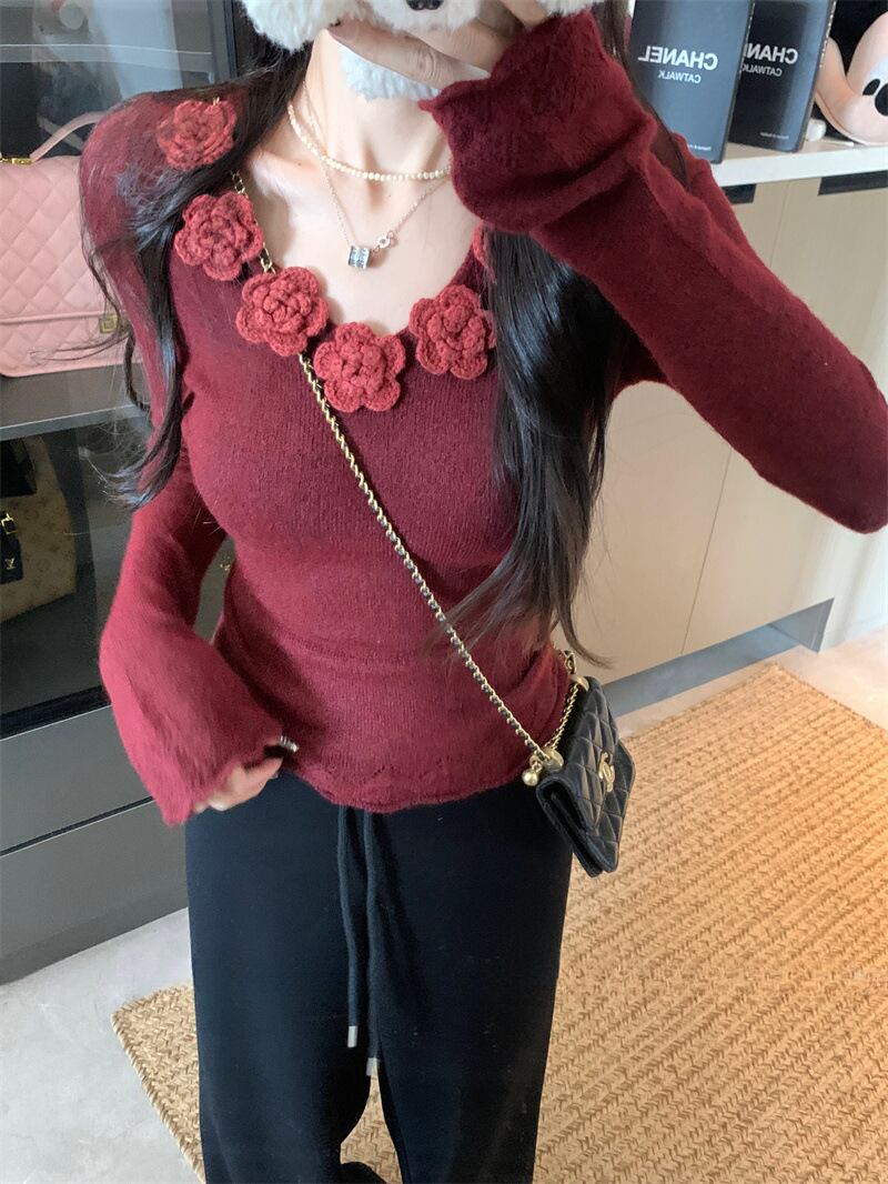 【tops】立体フラワーニットトップス　M28608