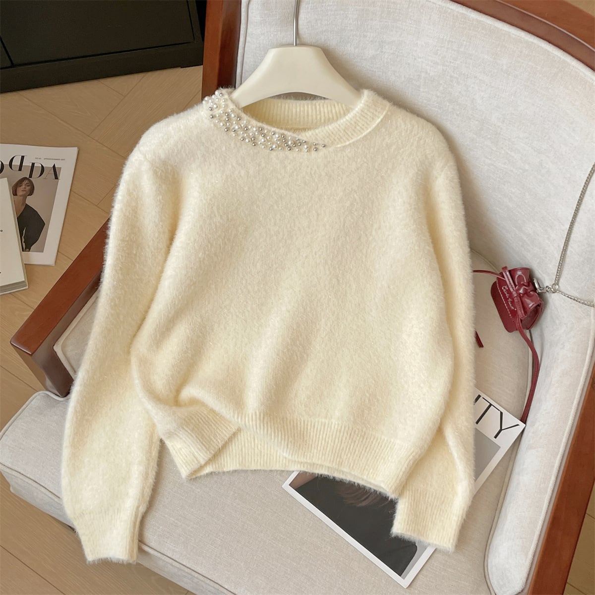 【tops】パールニットセーター　M29173