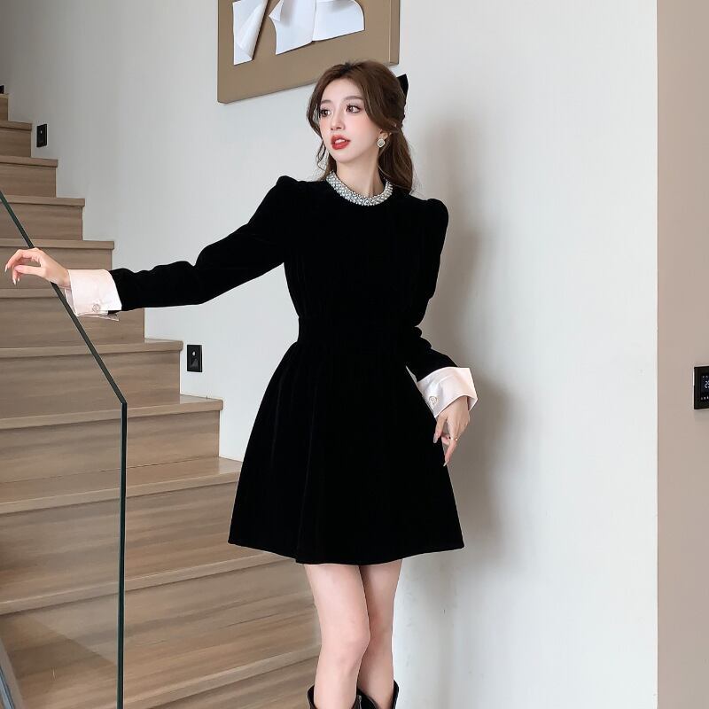 【dress】ビジュードッキングワンピース　M28245