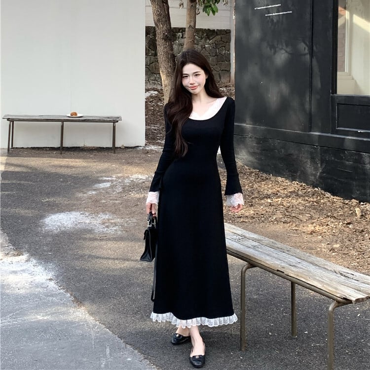 【dress】ボートネックドッキングワンピース　M27957