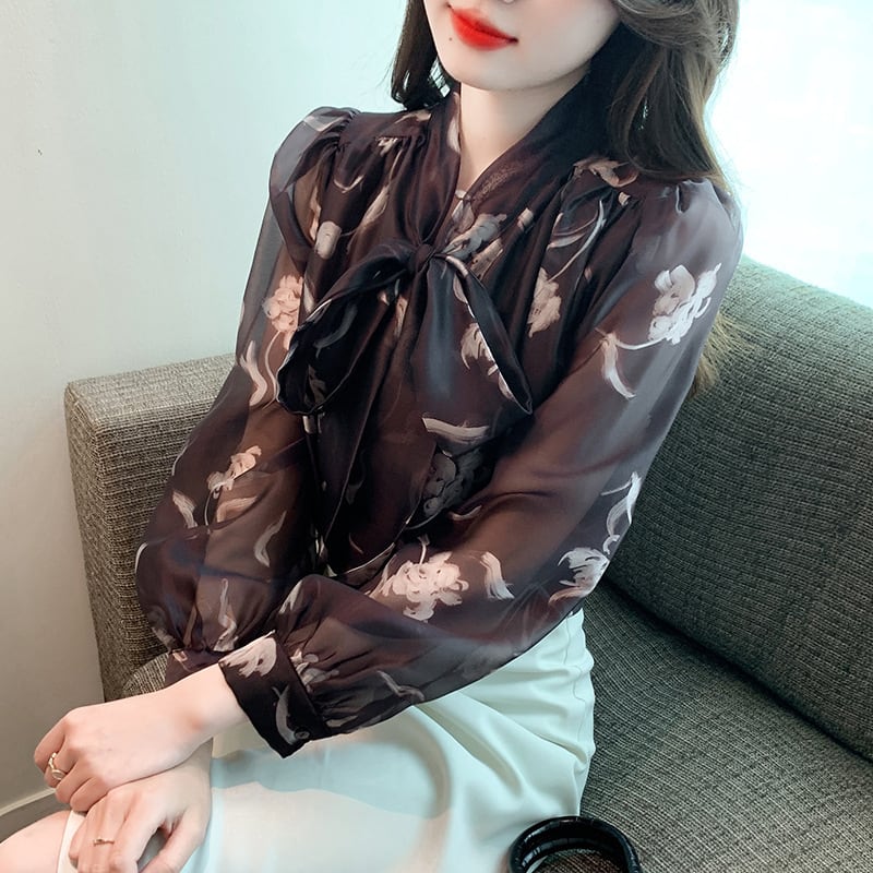 【tops】リボン付きシャツトップス　M28157
