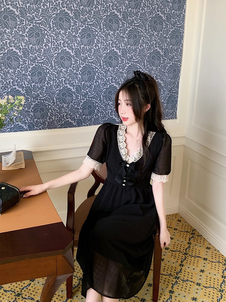 【dress】Vネックレースデートワンピース G20928