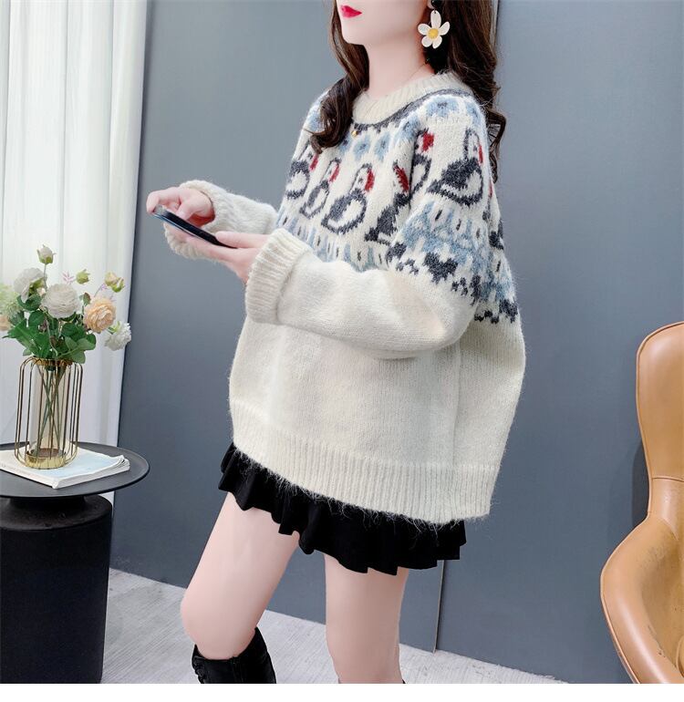 【tops】ジャカードニットセーター　M27647