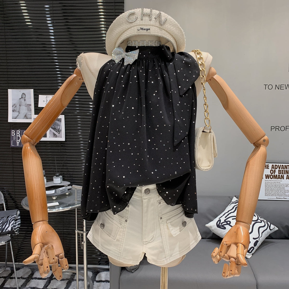 【tops】ノースリーブリボン付きトップス　M24982