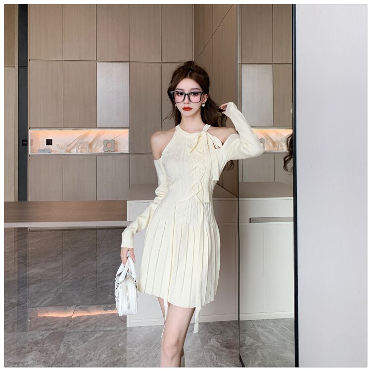 【dress】オフショルダーニットワンピース　M18533