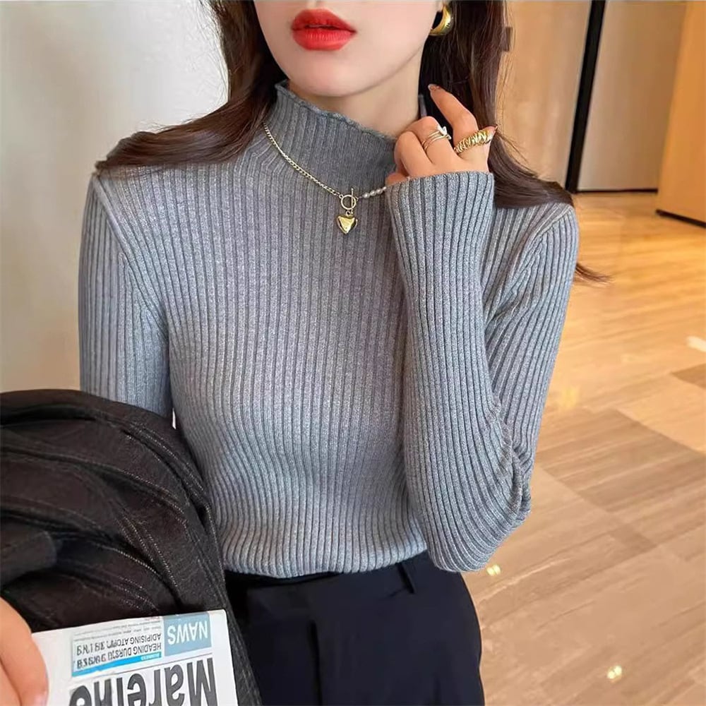【tops】無地ニットトップス　M26788