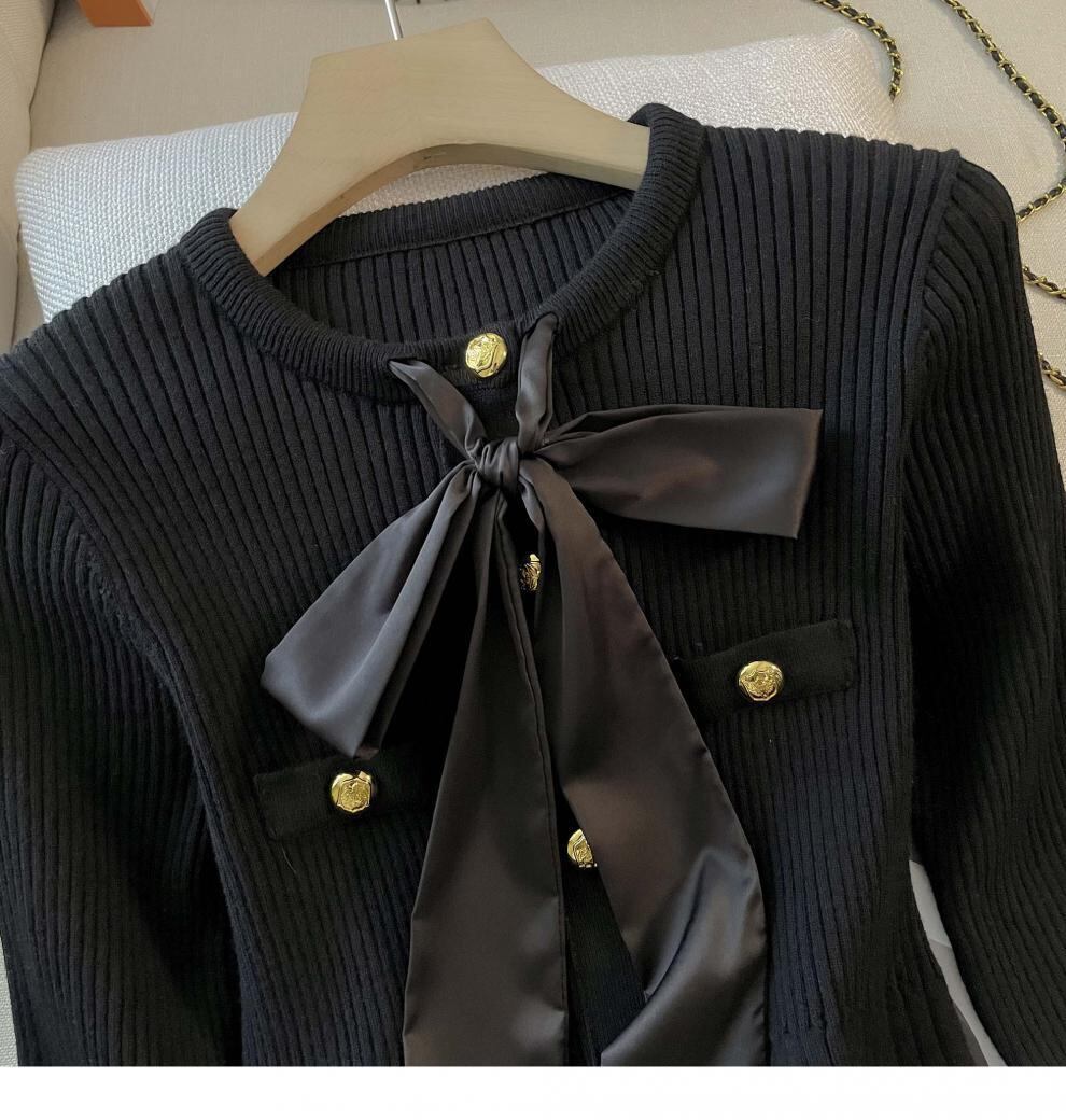 【dress】リボン付きニットワンピース　M18792