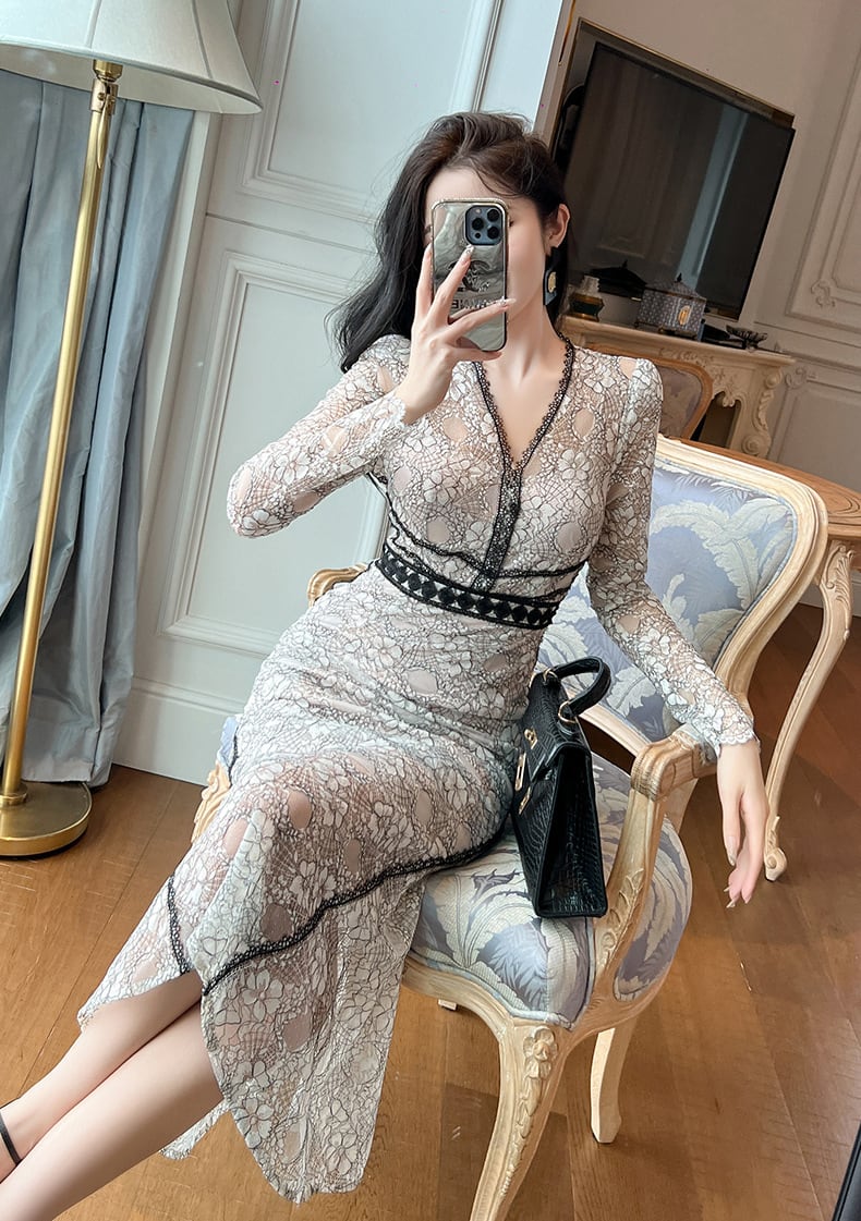 【dress】レースマーメイドワンピース　M28405