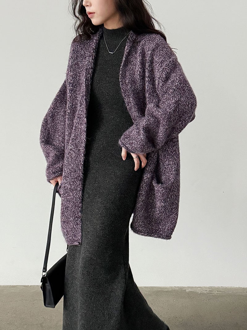 【outer】ロングニットカーディガン Q7301