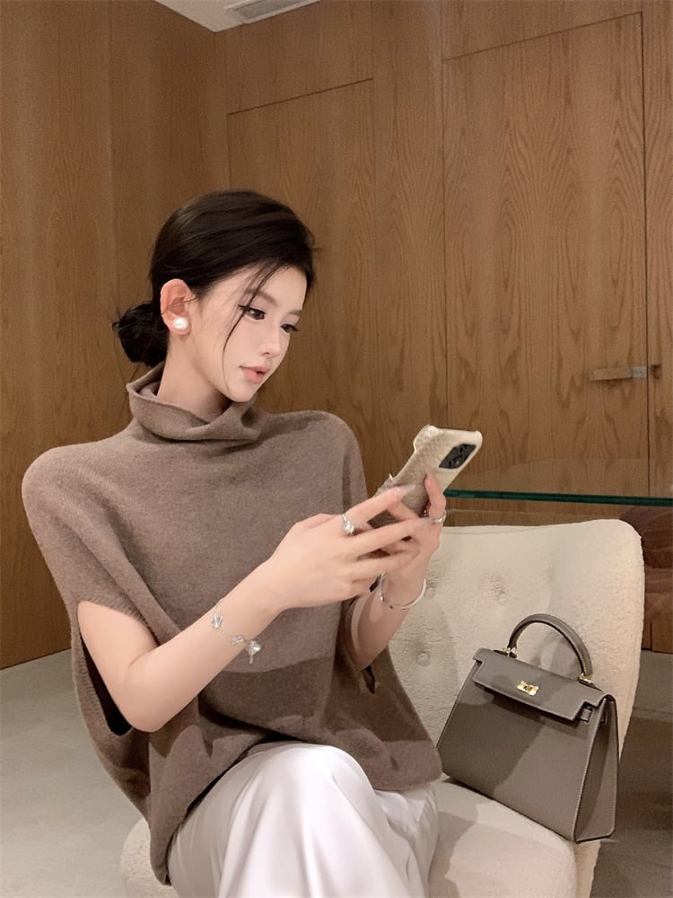 【tops】ハイネックニットケープ　M27049