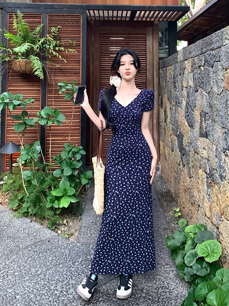 【dress】Vネック花柄ワンピース G21570