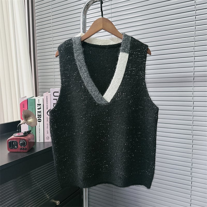 【tops】Vネックニットベスト　M29604