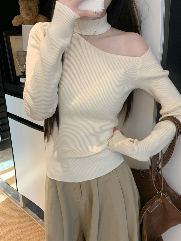 【tops】オフショルダーニットトップス　M28410