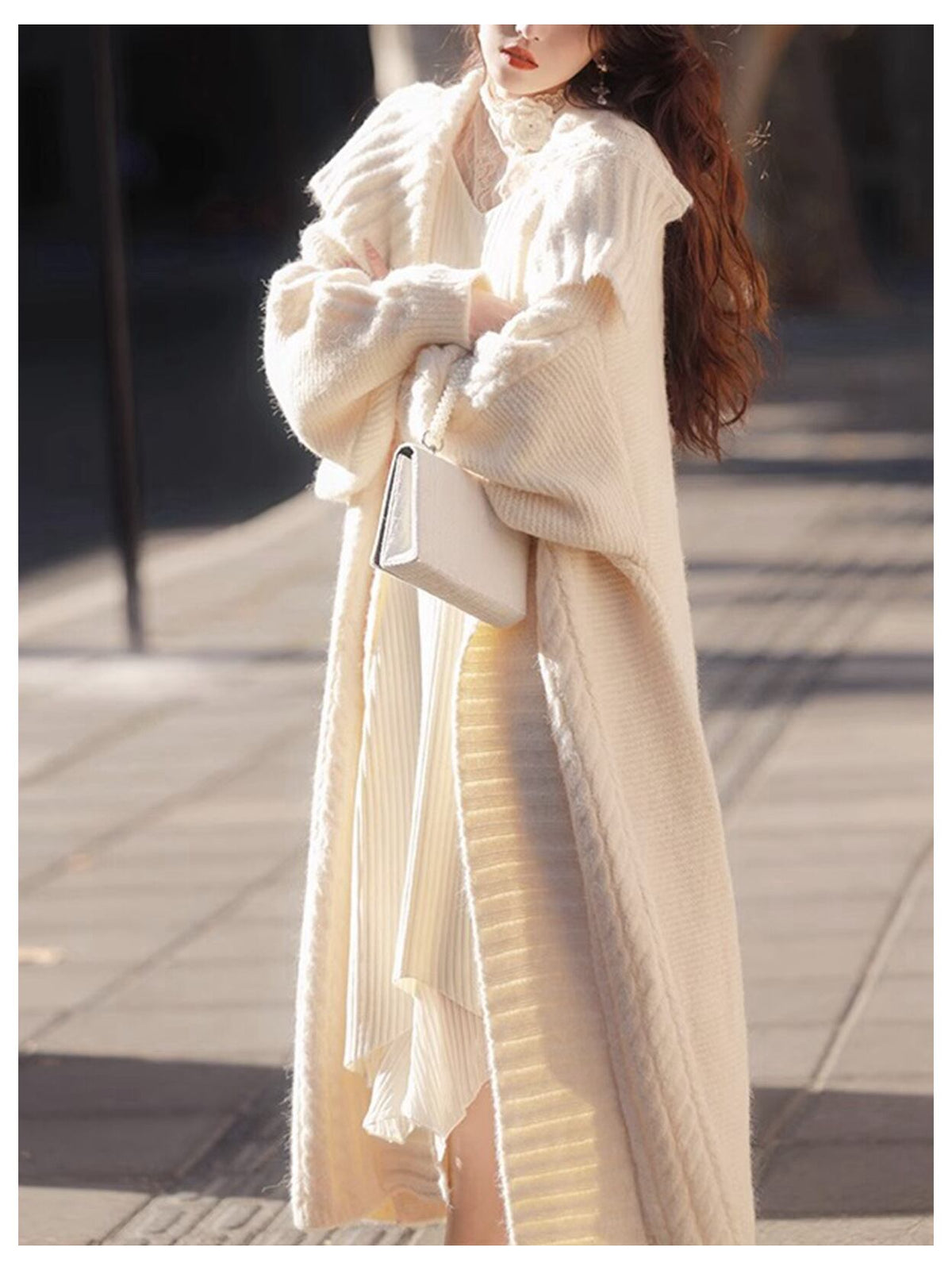 【outer】ロング丈ニットカーデ　M18317