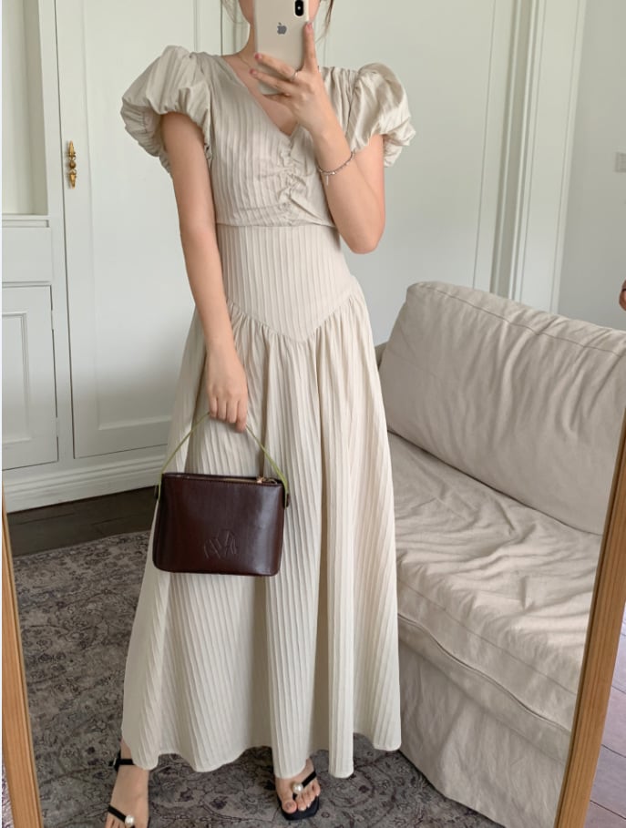 【dress】Vネックワンピース　M24039