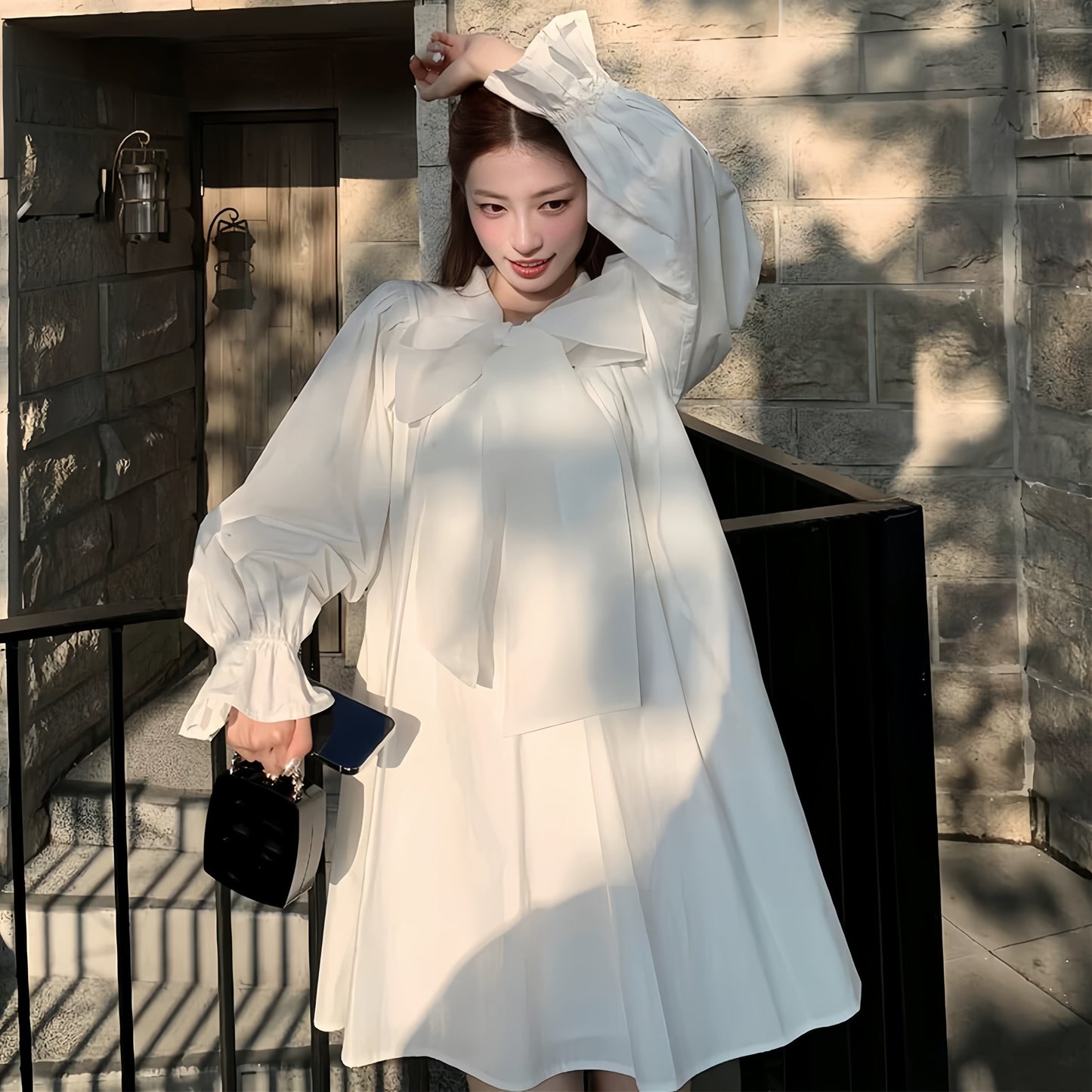 【dress】ビッグリボンシャツワンピース　N3412