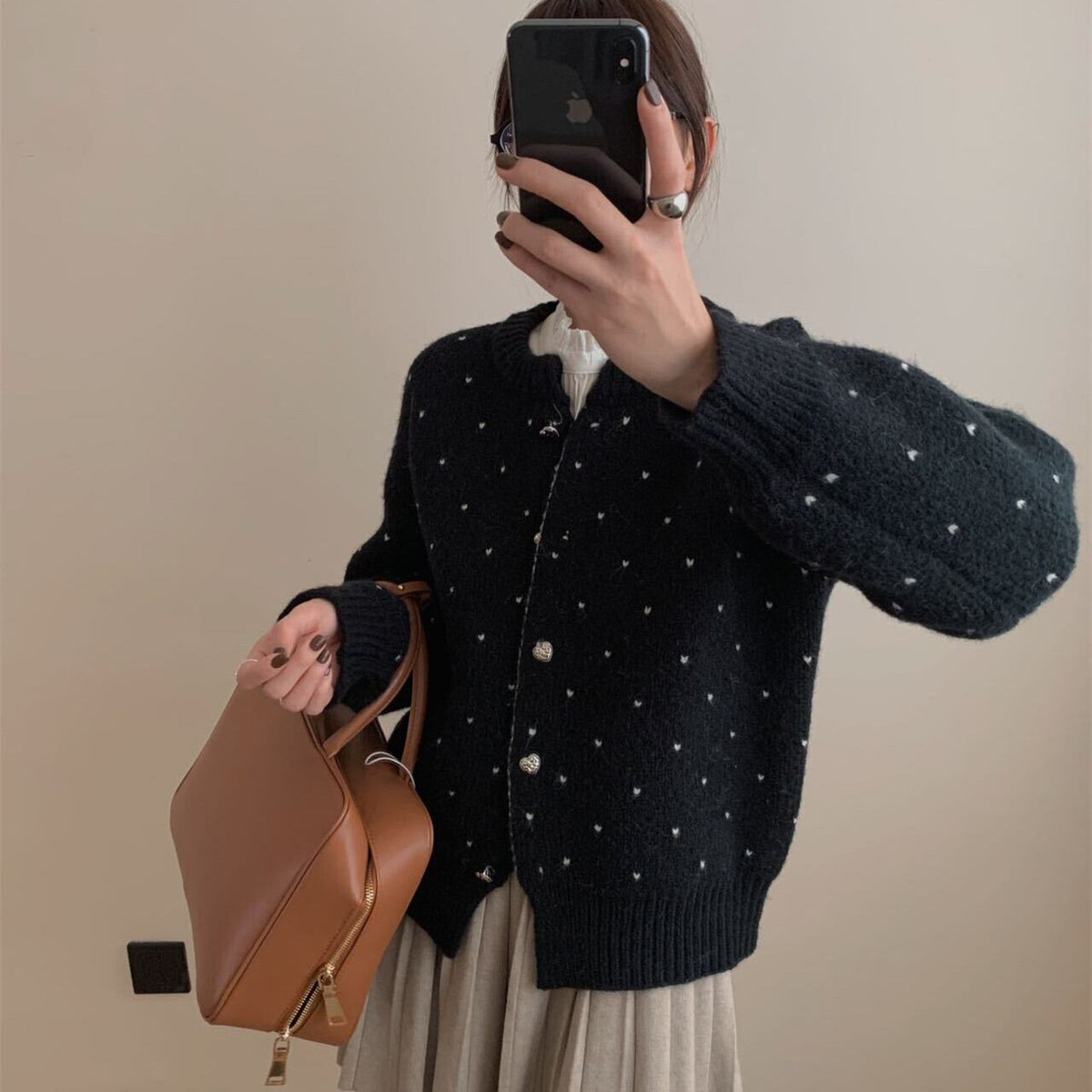 【outer】ハート柄ニットカーデ　M27245
