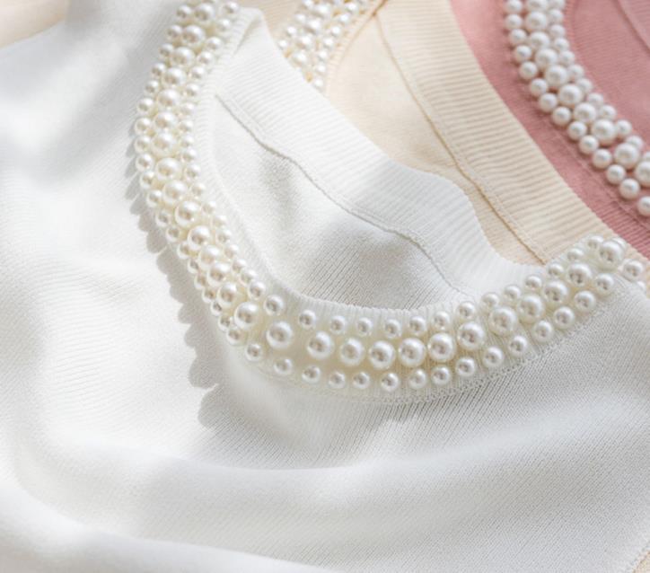 【tops】4色ビーズニットタンクトップF7405