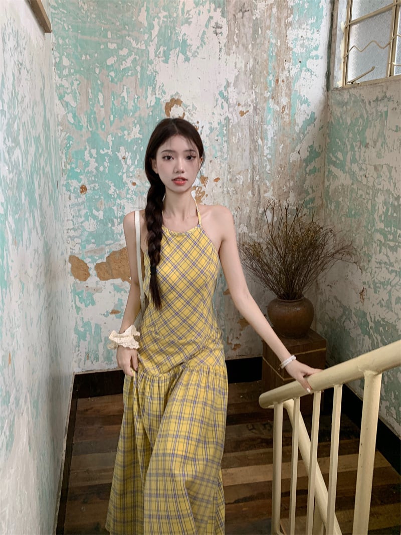 【dress】チェック柄キャミワンピース　M24372