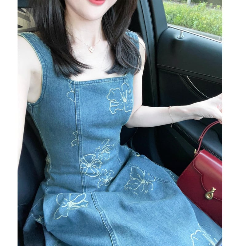 【dress】刺繍デニムワンピース　M25152