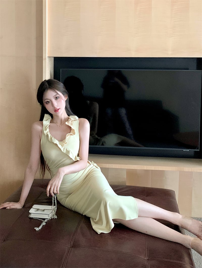 【dress】ギャザースリットワンピース G21324