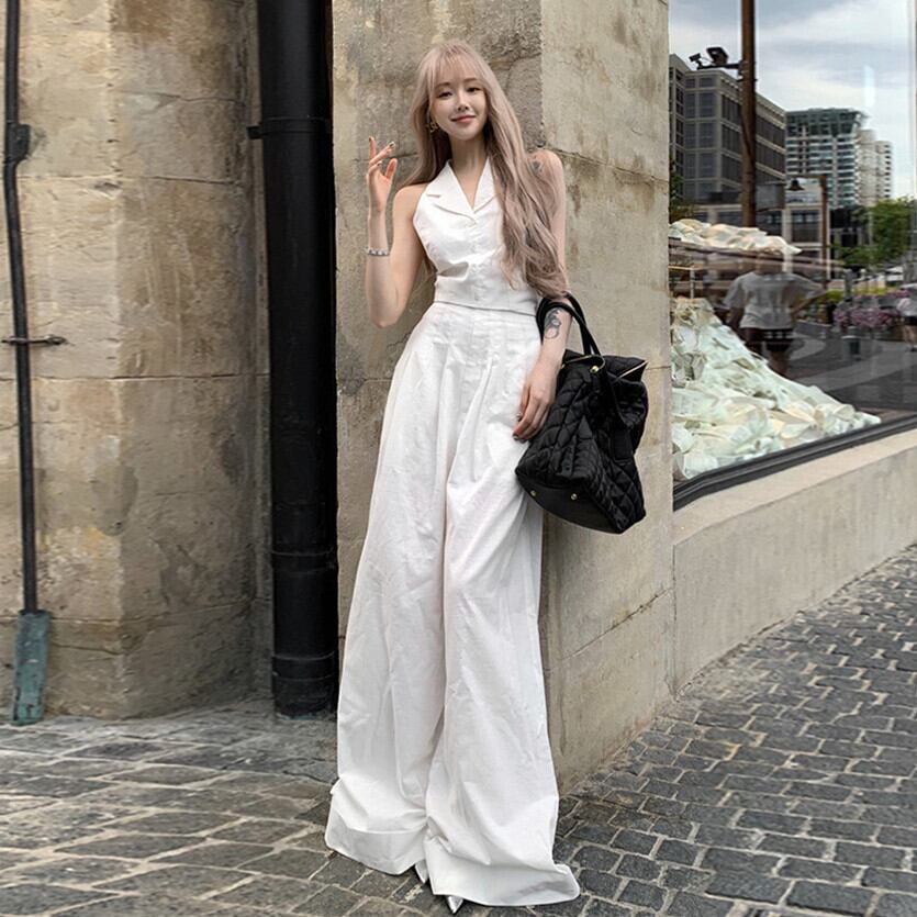 【set】バックレストップス×ワイドパンツセット　M30043